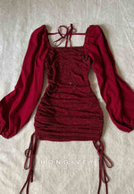 Glitter Off the Shoulder Long Sleeves Pleated Sheath Mini Homecoming Dresses