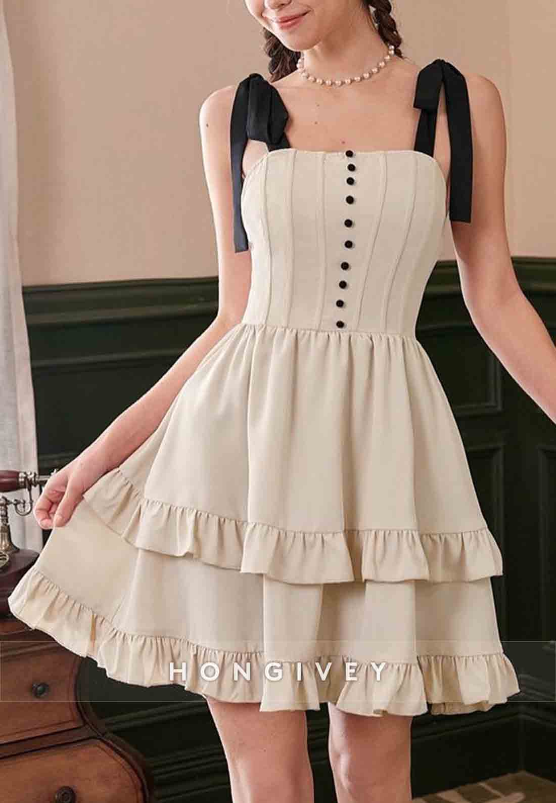 A-Line Ruched Sleeveless Regular Straps Short Homecoming Dresses with Bowknot