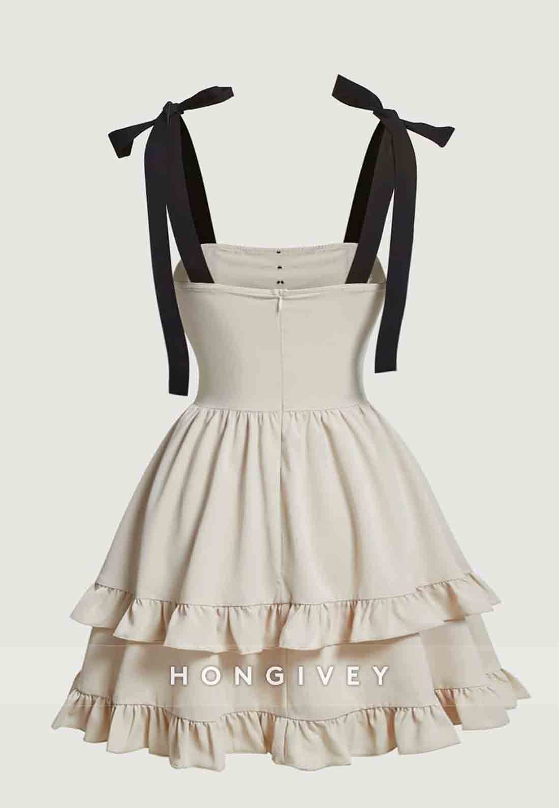 A-Line Ruched Sleeveless Regular Straps Short Homecoming Dresses with Bowknot