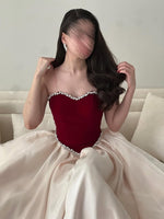 Simple Sweetheart Beaded Sleeveless Backless A-Line Prom Dress