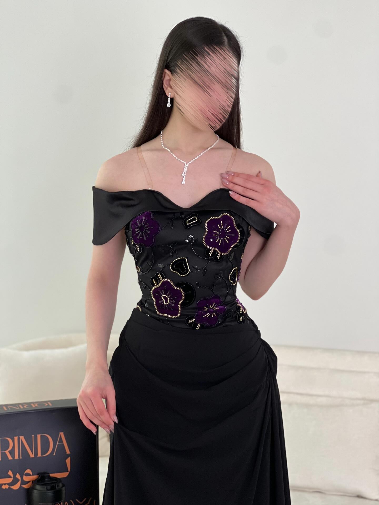 Off the Shoulder Sleeveless Beaded Flowers Mermaid Evening Dress Floor-Length