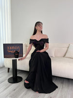 Off the Shoulder Sleeveless Beaded Flowers Mermaid Evening Dress Floor-Length