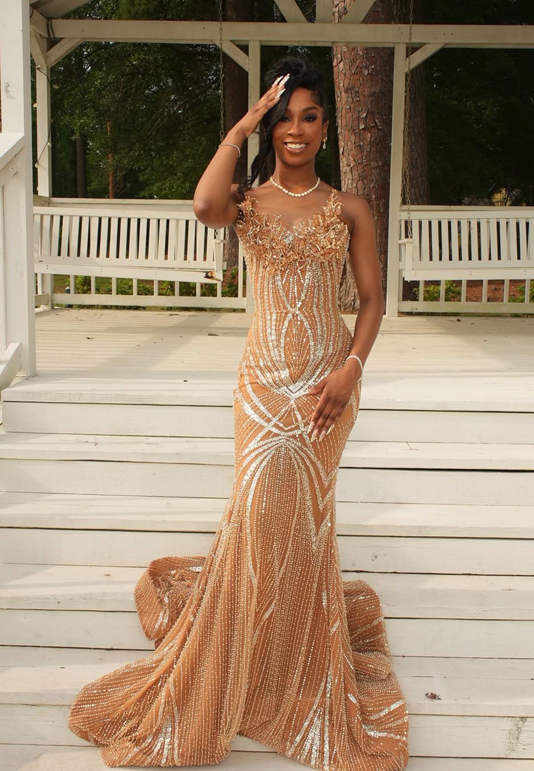 Lace Sleeveless Sequins Sprkle Mermaid Floor-Length Prom Dress for Black Girl