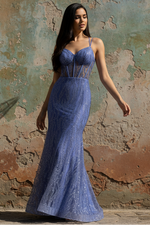 Spaghetti Straps Sequins Sparkle Mermaid Backless Prom Dress