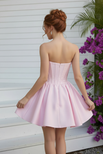 Strapless Corset Mini Dress with Beaded Bow