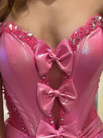 Hot Pink Sweetheart Mermaid Prom Dress with Bowknot