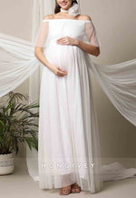 Off-Shoulder Maternity Shawl Photoshoot Gown Wedding Dresses
