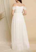 Romantic Off-Shoulder Ankle-Length Tulle Maternity A-Line Maxi Dress