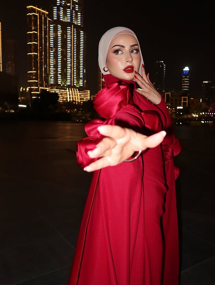 Fashion Red High Neck Long Sleeve Mermaid Flowers Shawl Floor-Length Evening Dress