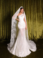 One Shoulder Sleeveless Lace Mermaid Floor-Length Wedding Dress
