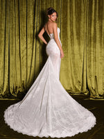 One Shoulder Sleeveless Lace Mermaid Floor-Length Wedding Dress