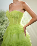 Green Sweetheart Tulle A-Line Sleeveless Floor-Length Prom Dress