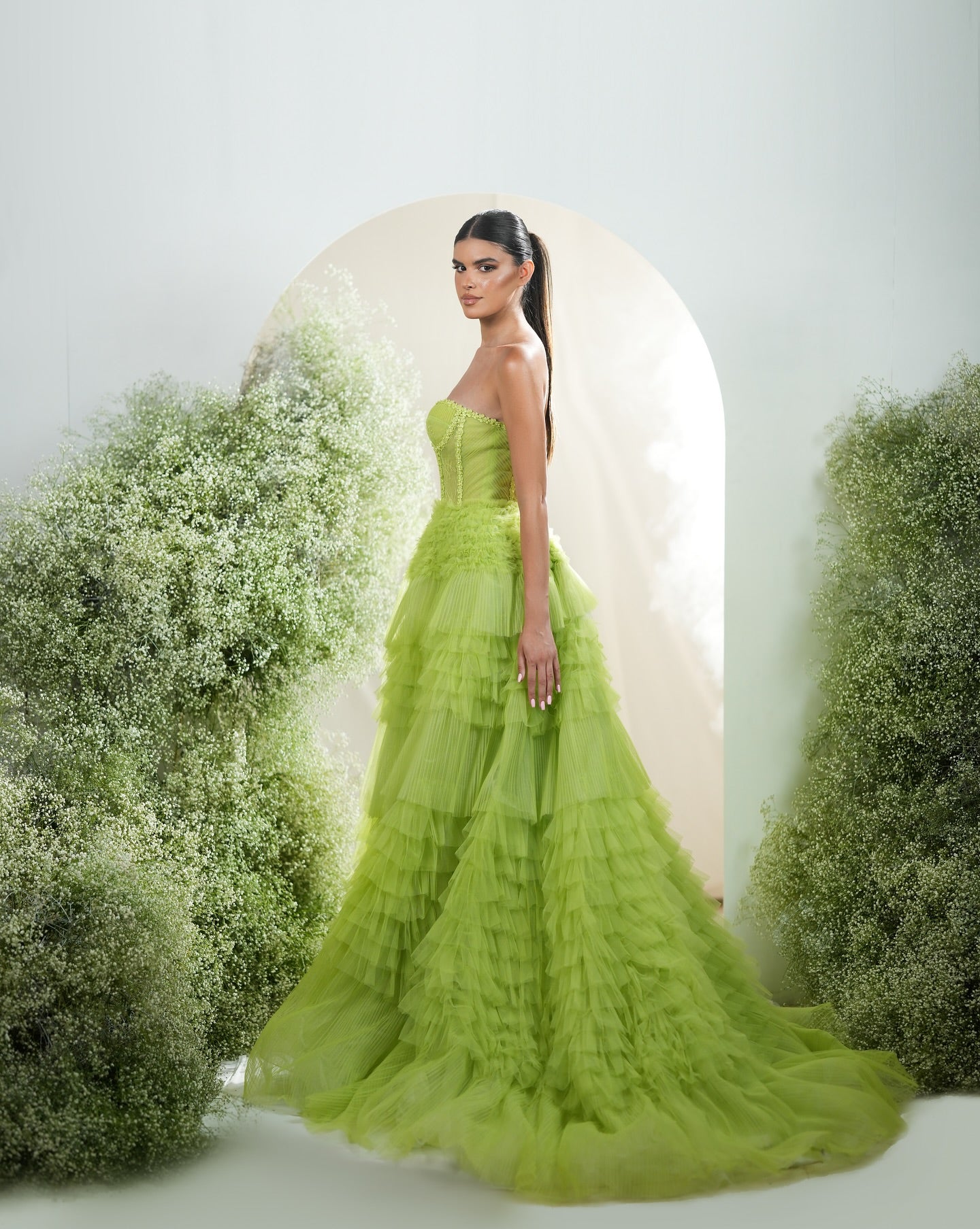 Green Sweetheart Tulle A-Line Sleeveless Floor-Length Prom Dress
