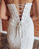 Women's Mermaid Lace Wedding Dresses Strapless Corset Beach Wedding Gowns