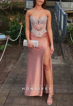 Green Trumpet Strapless Prom Dresses Ankle-Length Satin Prom Dresses