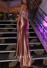 Green Trumpet Strapless Prom Dresses Ankle-Length Satin Prom Dresses