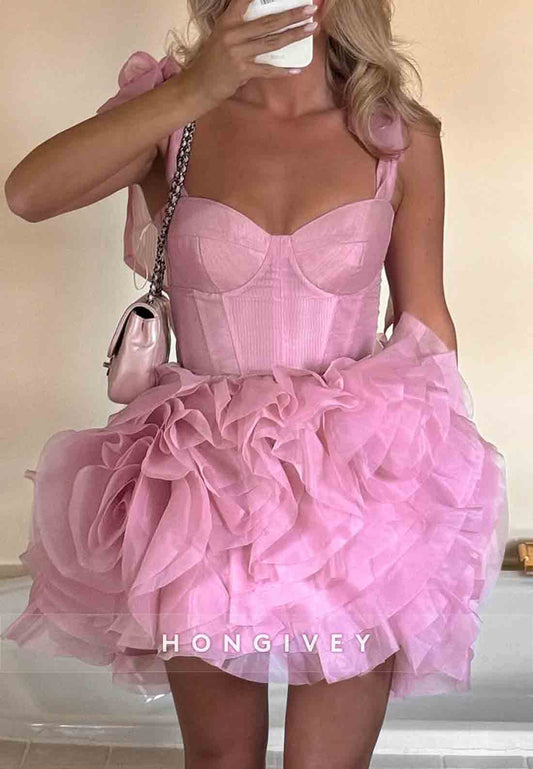 Sweetheart Regular Straps Ruched Princess Short Homecoming Dresses