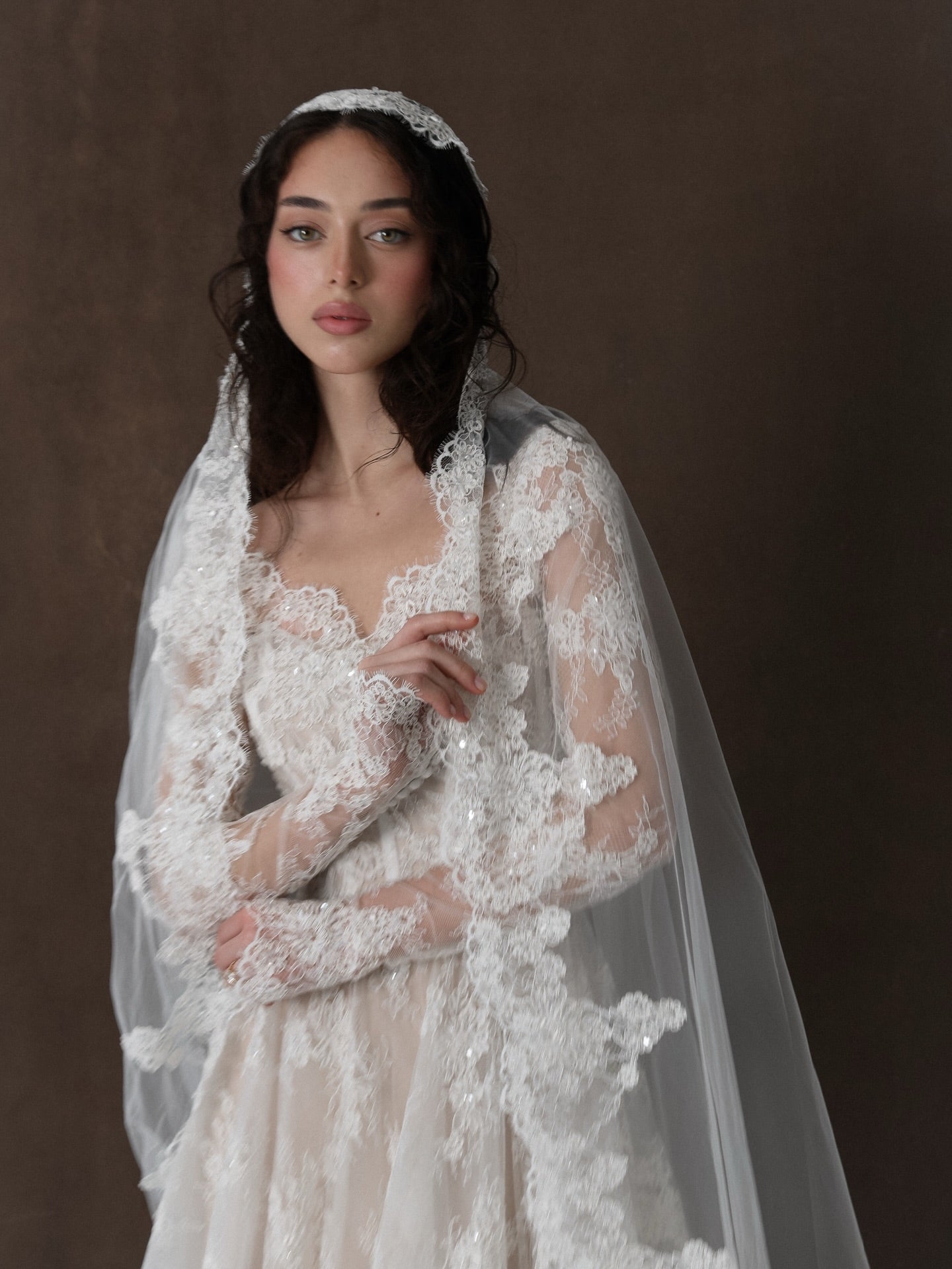 Lace Long Sleeve A-Line Floor-Length Wedding Dress