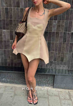 Crisscross Back A-Line Regular Straps Sleeveless Short Homecoming Dresses