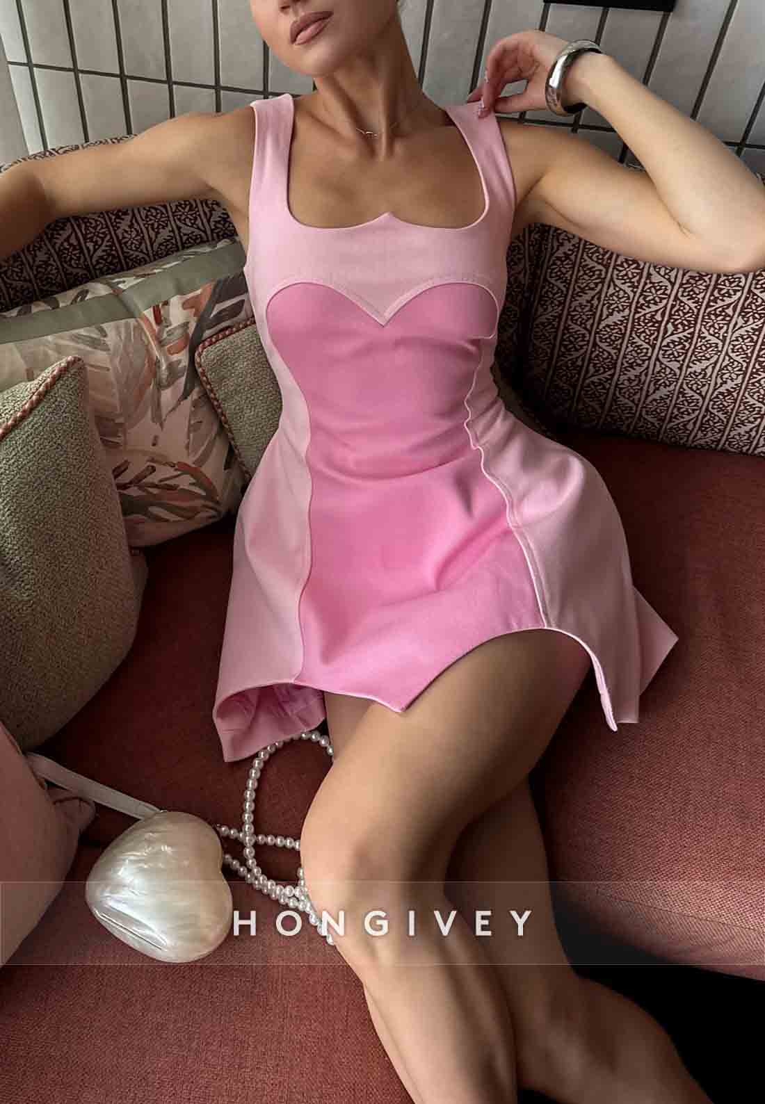 Crisscross Back A-Line Regular Straps Sleeveless Short Homecoming Dresses