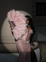 Sweetheart Half Sleeve Beaded Mermaid Side Slit Prom Dress for Black Girl