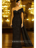 One Shoulder Sequins Mermaid Evening Dress