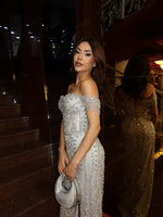 Off the Shoulder Sleeveless Sequins Sparkle Mermaid Prom Dress