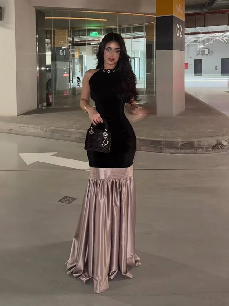 Halter Sleeveless Beaded Backless Mermaid Evening Dress Floor-Length