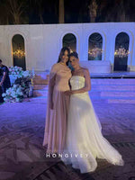 Pink A-Line Slit Beaded Evening Dress