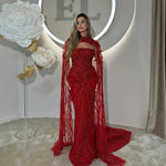 Exquisite Strapless Lace Sequins Mermaid Prom Dress Floor-Length