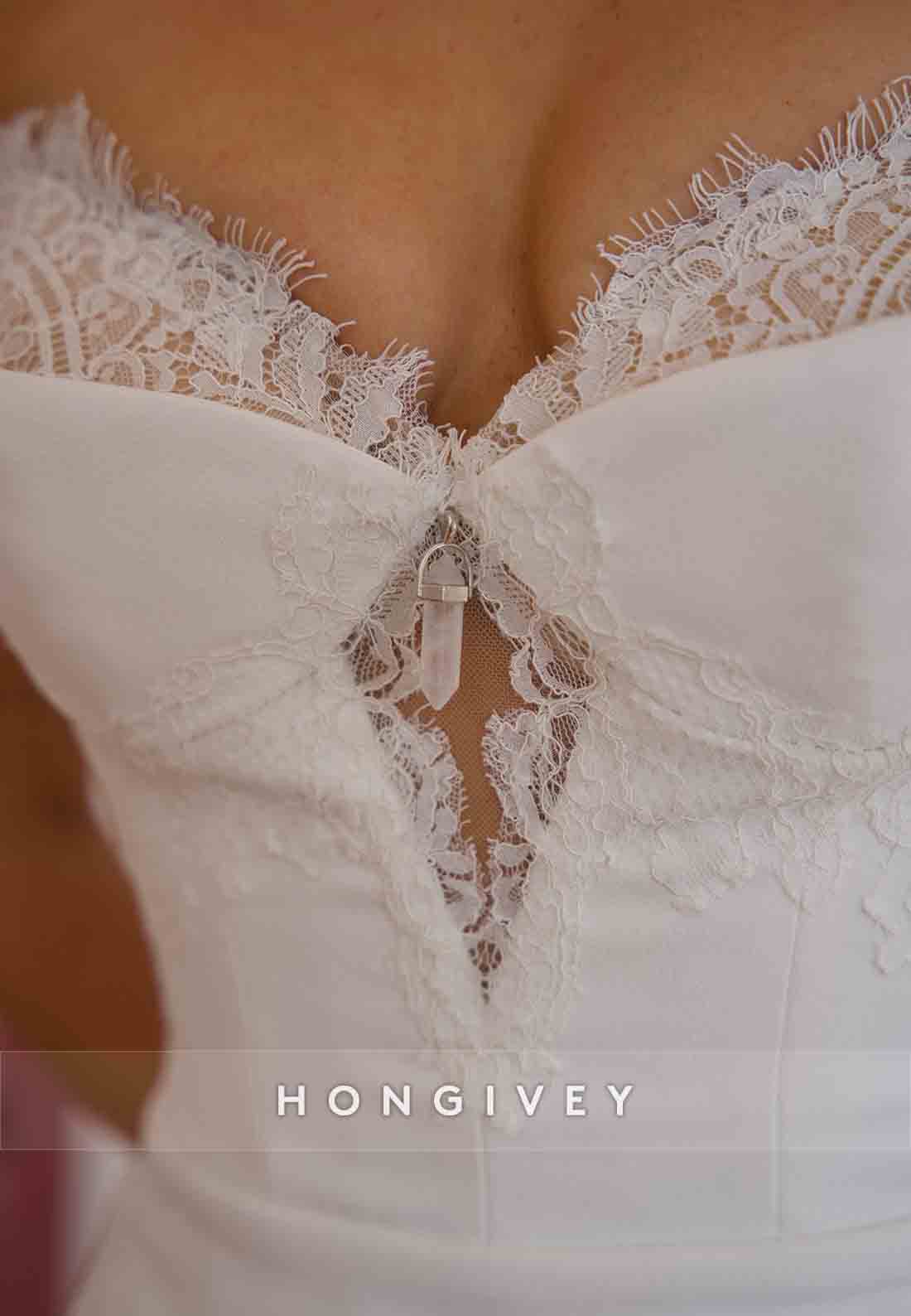 Elegant Off the Shoulder Court Train Lace Sweetheart Trumpet Wedding Dresses