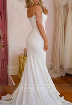 Elegant Off the Shoulder Court Train Lace Sweetheart Trumpet Wedding Dresses
