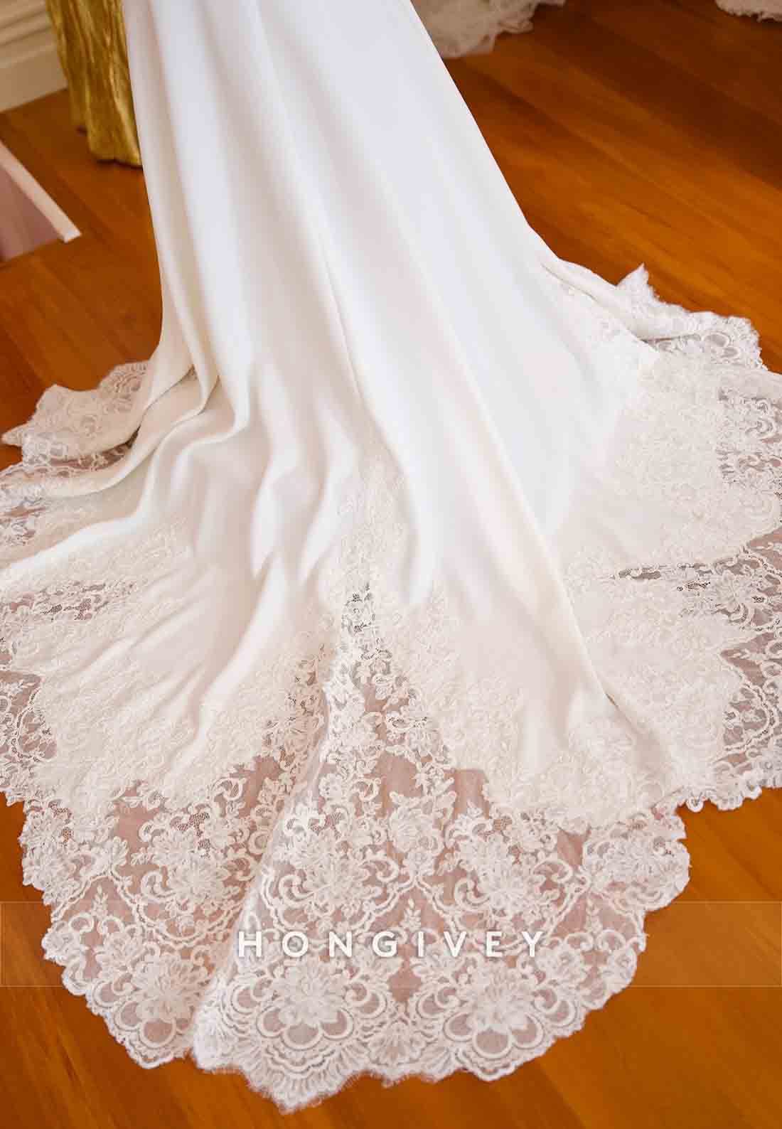 Elegant Off the Shoulder Court Train Lace Sweetheart Trumpet Wedding Dresses