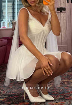 Tulle Regular Straps A-Line Mini Sleeveless Wedding Dresses