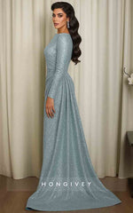Long Sleeve Sequins Lace Evening Dress Sparkling Mermaid