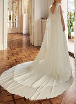 Trumpet Mermaid Square Neck Sleeveless Court Train Wedding Dresses Shawl Floor-Length