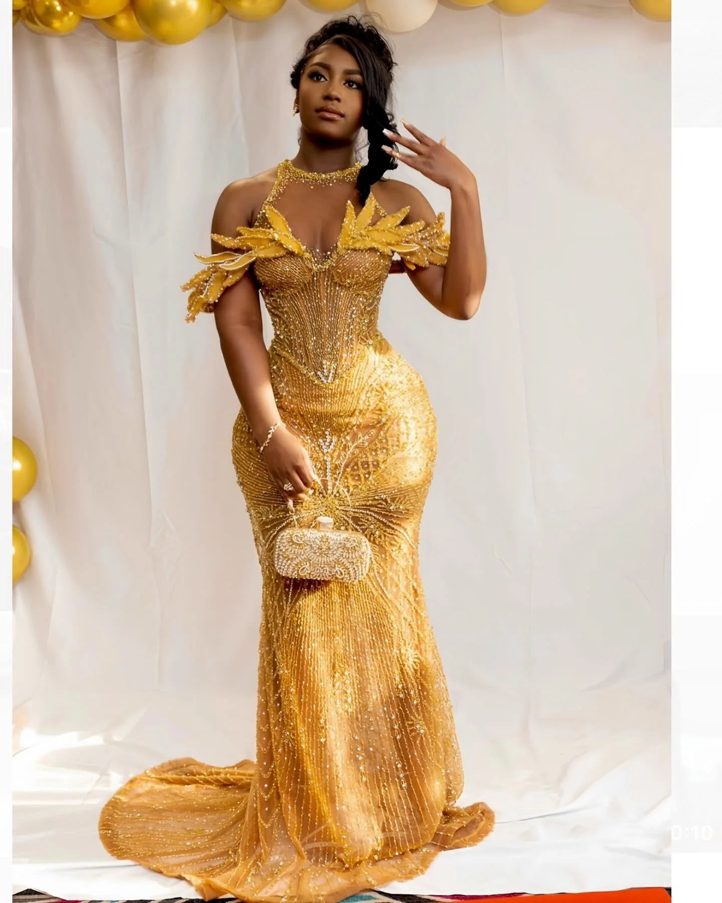 Modest Mermaid Scoop Gold Sequin Prom Dresses for Women Evening Party Gown Formal Gown Birthday Gowns