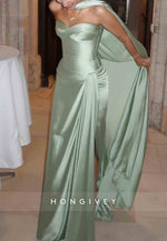 Halter Satin Sweetheart Pleated Evening Gowns Guest of Wedding with Cloak