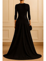 O-Neck 3/4 Sleeve Mermaid Ankle-Length Evening Dress Court Train