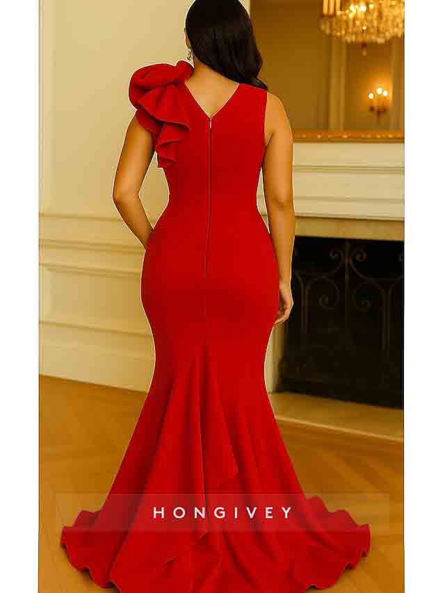 Black V-Neck Mermaid Sleeveless Elening Dress