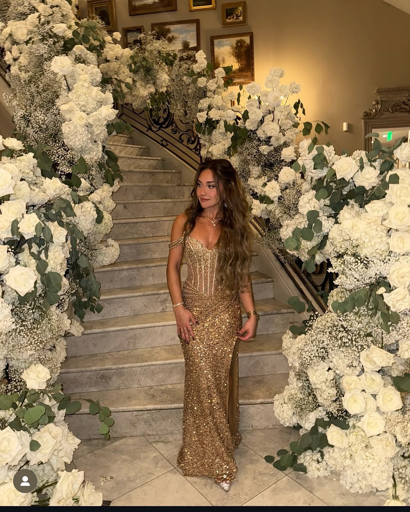 Beaded Sparkle Off the Shoulder Sleeveless Sequins Mermaid Side Slit Prom Dress