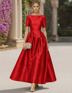 Half Sleeve A-Line Ankle-Length Evening Dress