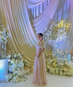 Off the Shoulder Pink Sleeveless A-Line Sequins Sparkle Evening Dress