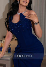 Royal Blue Strapless Ruched Trumpet Floor-Length Evening Gowns