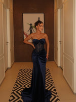 Lace Sheer Sweetheart Sleeveless Mermaid Women Floor-Length Evening Dress