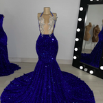Royal Blue Prom Dresses Halter Prom Dresses Sparkly Prom Dresses Vestidos De Fiesta Formal Occasion Dresses Glitter Evening Dresses