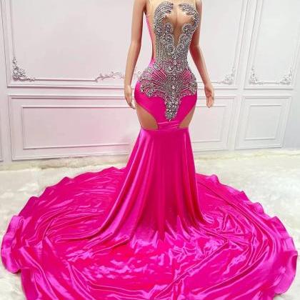 Glamorous Pink Evening Gown With Intricate Beading