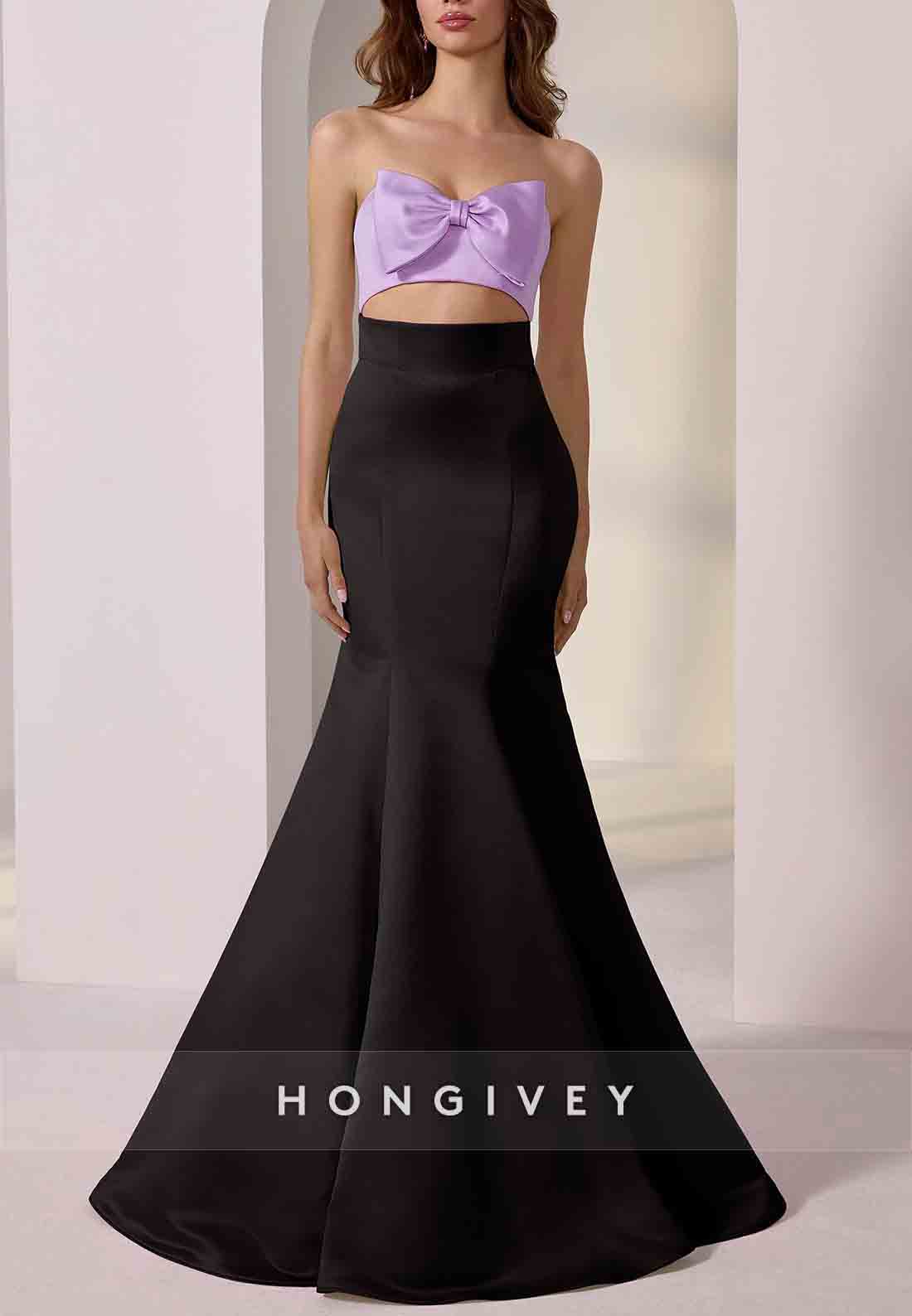 Cute Satin Floor-Length Back Zipper Strapless Mermaid Prom Dresses