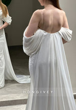 Off-Shoulder Ruched Mermaid Floor-Length Evening Gowns with Beading