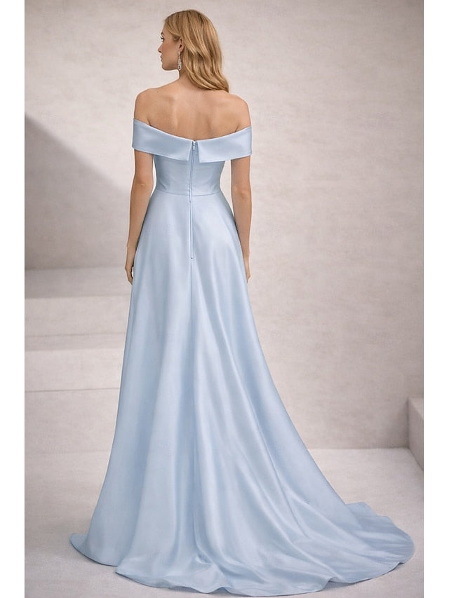 Flowers Off the Shoulder Sleeveless Side Slit Evening Dress Mother of the Bride Dress